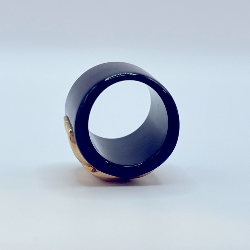 Black And Gold Chain Statement Ring - image 5